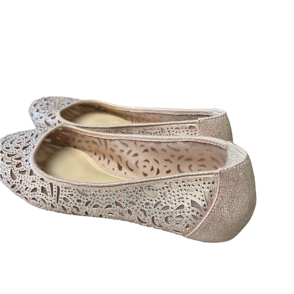 Alex Marie Altana Rose Gold Metallic Laser Cut Flats with Rhinestones Size 7.5 - Picture 3 of 11